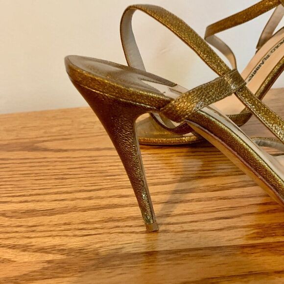Manolo Blahnik Copper Gold 2000s y2k Strappy heels 36 Sandal Stiletto Carrie - Picture 9 of 16